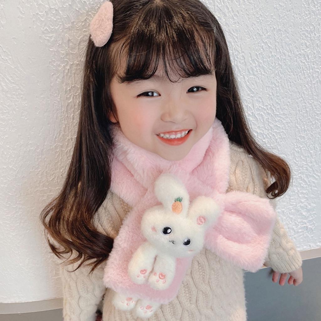 Autumn Winter Plush Outdoor Keep Warm Scarf Solid Color Toddler Scarf Boys Girls Plush Bunny Shape Neck Warm Scarves