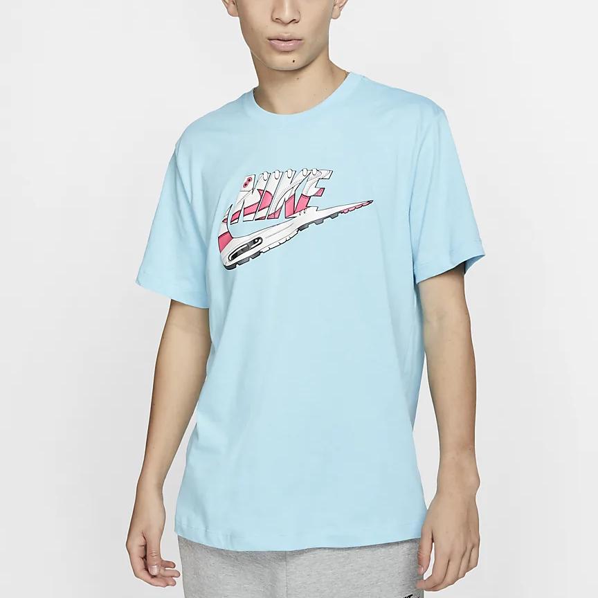 Nike Logo Large Symbol Sports Short-Sleeved T-shirt Men Tops Blue BQ0703-486