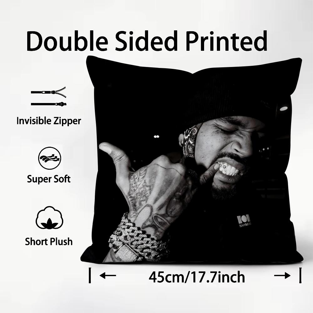 Popular Singer Chris Brown Cushion Cover Soft & Easy-Wash Pillow Case – Versatile For Couch, Bed, Travel And Office