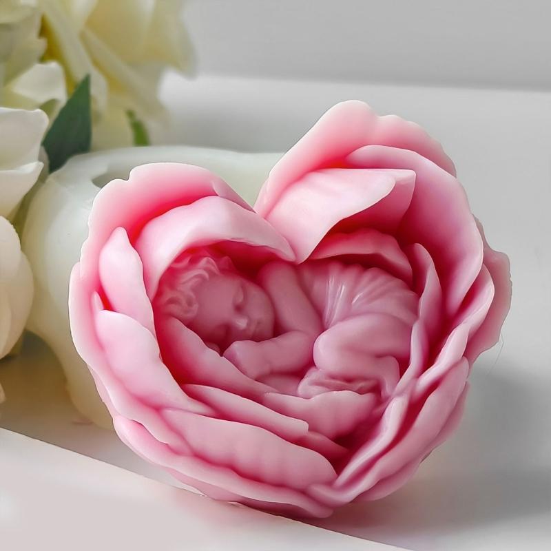 Silicone Molds Candle Making Moulds Handmade Candle Supplies Flower Shape Resin Crafting Molds Jewelry Making Accessory