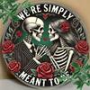 Skeleton Couple Metal Sign 8x8 Inch Rustproof Wall Art for Home Kitchen Garage Decor