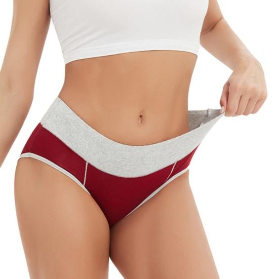 Women Plug Size Briefs High Waist Patchwork Color Breathable Panties Thicken Hip Lifting Soft Underpants