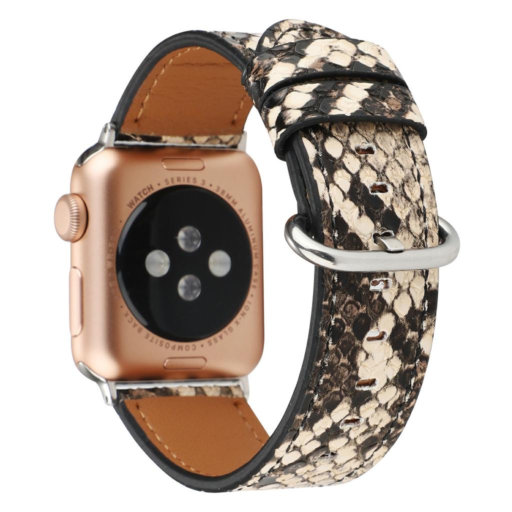 Leather Watch Strap for Apple Watch Ultra 3 2 1 49mm/Series 11 10 46mm/9 8 7 45mm/SE3 SE2 SE 6 5 4 44mm/3 2 1 42mm Snakeskin Print Wrist Band