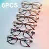 6PCS Reading Glasses For Women Personality Cat Eye Reader Rivet Decorative Frame Amplifier For Presbyopic Glasses Fashion Ladies