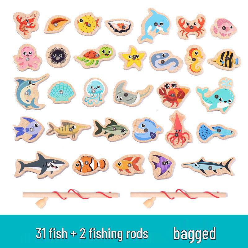 Magnetic Wooden Ocean Fishing Game for Kids - Educational Fun for Boys and Girls