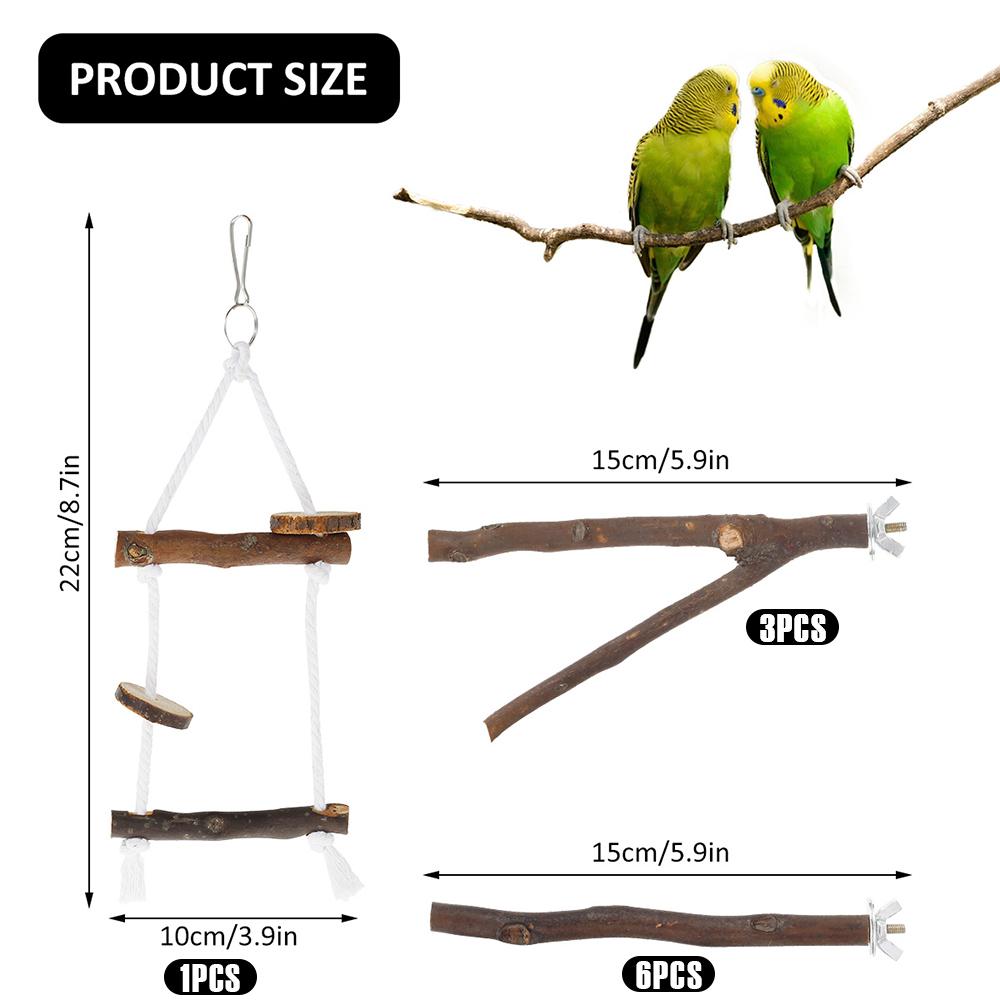 2-10Pcs Bird Perch Stand Wood Parrot Perch Toy Multi-role Training Play Stand Platform Practical Cage Accessories Bird Supplies