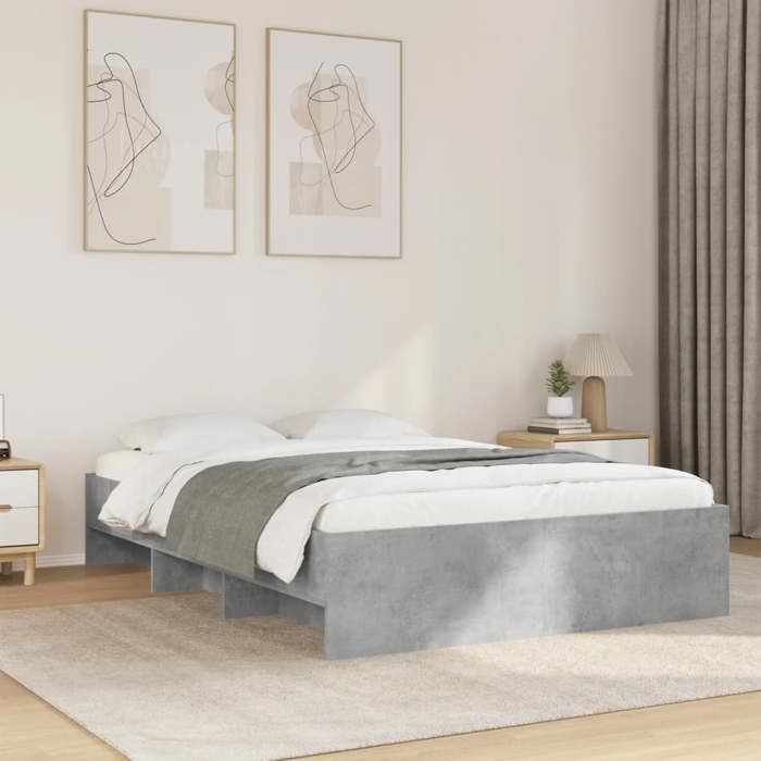 VidaXL Cadre de lit gris béton 140x200 cm bois d'ingénierie, meuble de chambre à coucher, lit double, sommier, lit, cadre de 3295656