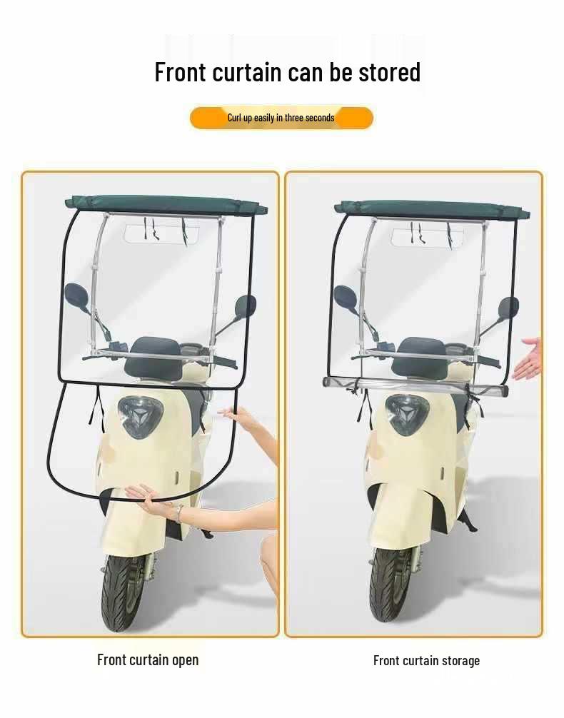 New Retractable Electric Car & Motorcycle Sunshade Tent - Pedal Folding Canopy