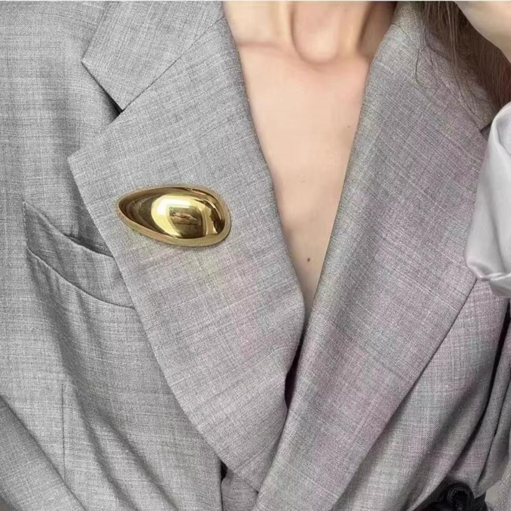 Glossy Suit Corsage Pins Geometric Statement Jewelry New Eggshell Brooches  Gifts