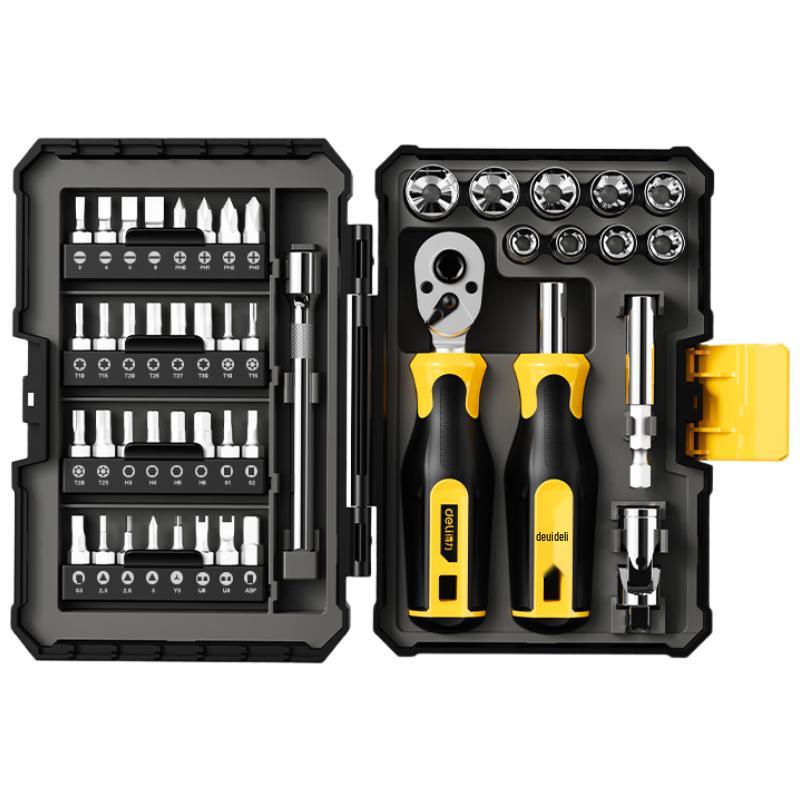 Deli 46-Piece Ratchet Wrench & Socket Repair Kit