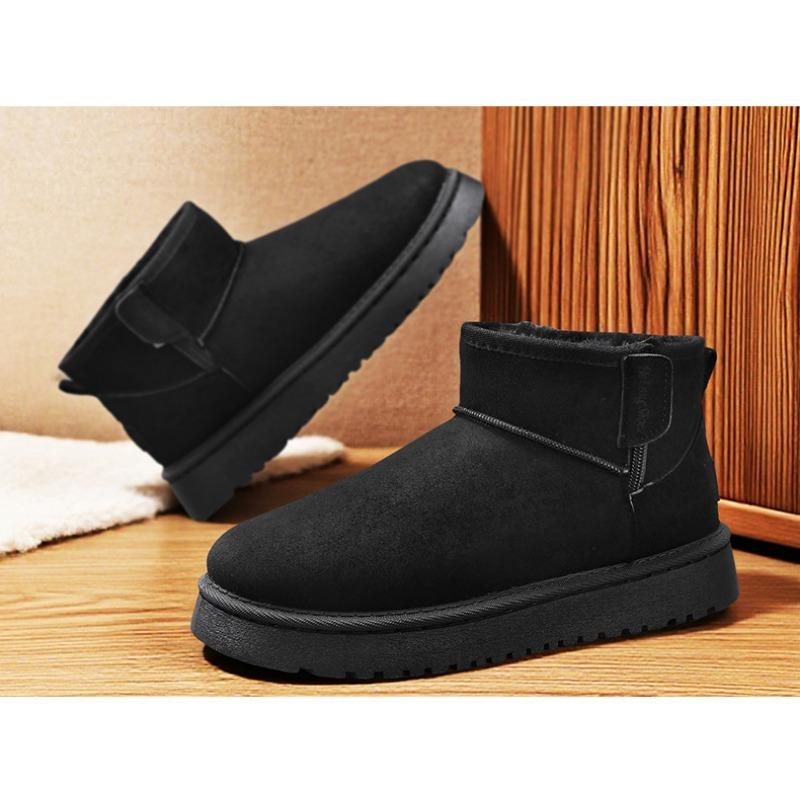 Chaussures d'hiver épaisses pour hommes en coton chaud doublé de velours, fermeture éclair latérale, semelle antidérapante, bottes chaudes en coton
