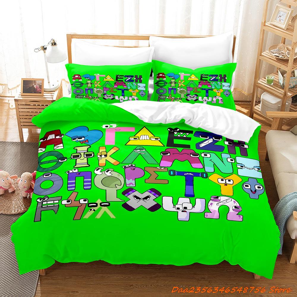 Comforter 26 Alphabet Lore Bedding Set Cartoon Anime Three-Piece Set Adult Kid Bedroom Duvet Sets Enlightenment 3D Print Kawaii
