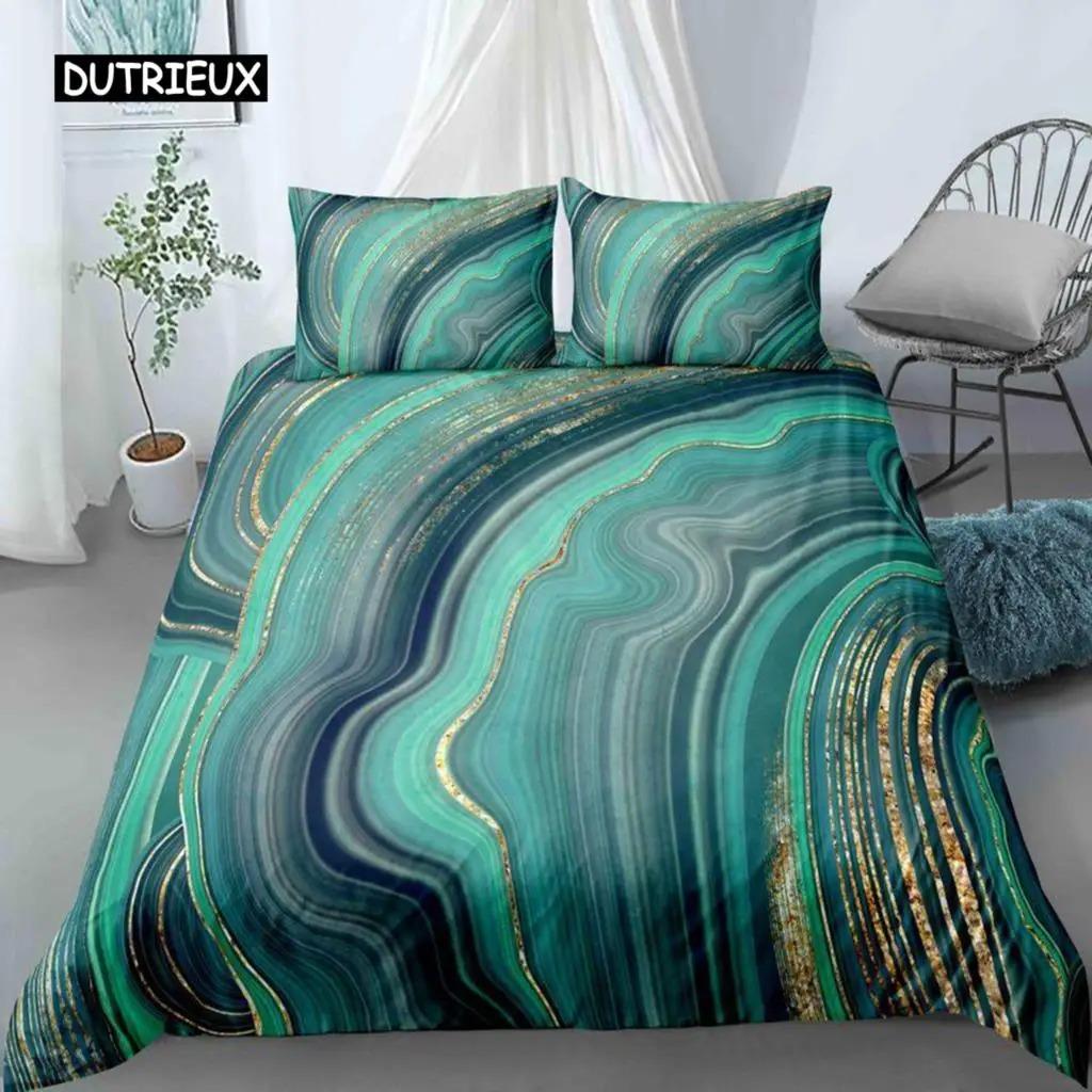 

Шикарна мармурова підковдра з мікрофібри, м ятно-золотий блиск, бірюзовий набір постільної білизни Абстракційний блакитний підодіяльник односпальне двоспальне повнорозмірне AU Single 140x210cm