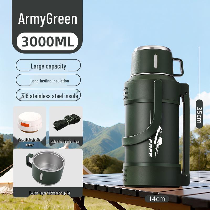 Large Capacity 316 Stainless Steel Insulated Thermos Flask with Portable Design for Outdoor and Travel Use