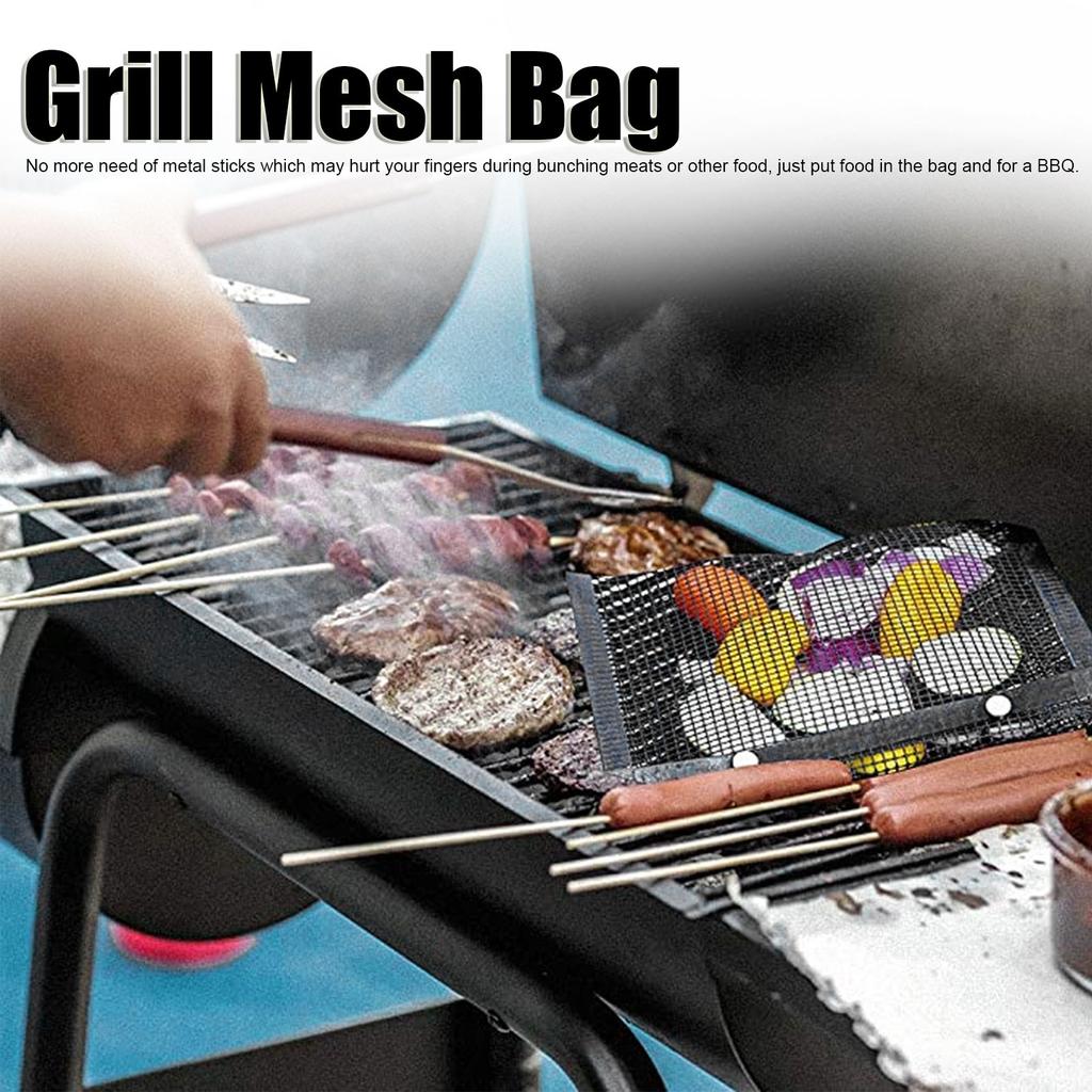 NonStick Grill Mesh Bag High Temperature Resistant BBQ Bag for Electric Gas Charcoal Grill(S )