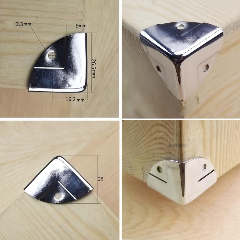 8 Pcs Silver Cabinet Trunk Corner Protector Furniture Case Box Corner Edge Safety Guards Box Legs Decor Home Hardware Tools