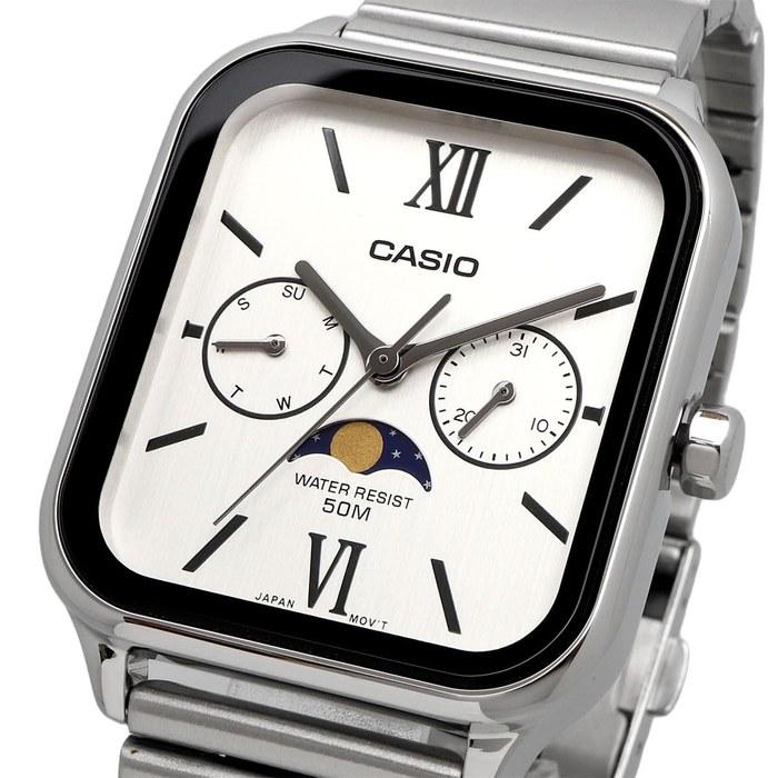 [Casio] Standard Moon Phase Analog Men's Watch MTP-M305D-7A2V - Silver Metal Band
