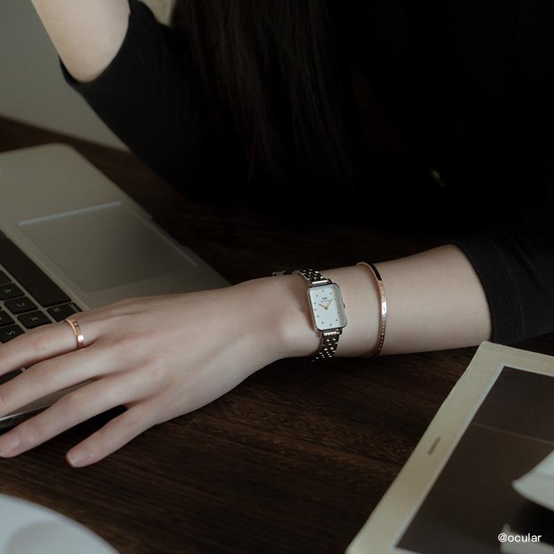 Daniel Wellington European and American watches QUADRO series watch, quartz movement, white dial, women's watch, two-color gold star DW00100625