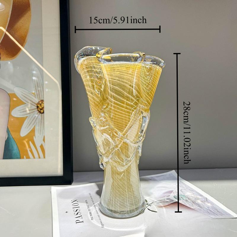 Modern Home Decoration, High-end Luxury Handmade Glazed Vase Living Room Decorative Glass Vase Ornament