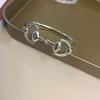 Korean S925 Silver Horseshoe Buckle Bracelet - Retro Hip Hop Style for Women