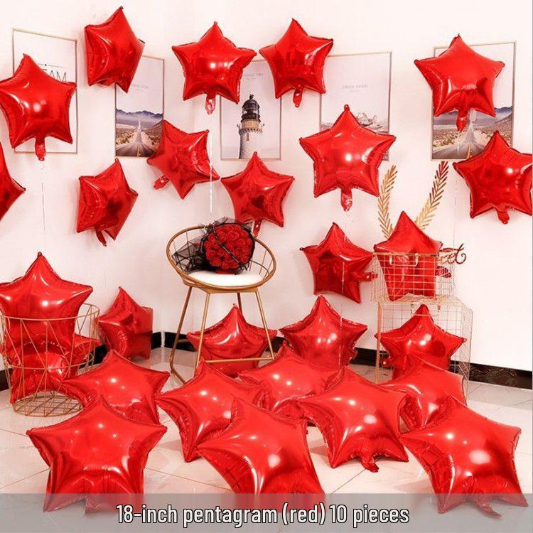 Qixi Valentine's Day Romantic Pink Heart & Star Balloons for Weddings & Birthdays