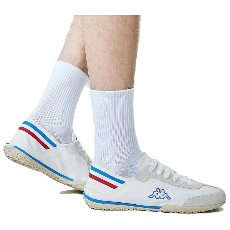 Kappa Fabric Suede Retro Running Shoes Non-Slip Wear-Resistant Low-Top Casual Shoes Unisex Sneakers White Red K0DX5BB03-012A