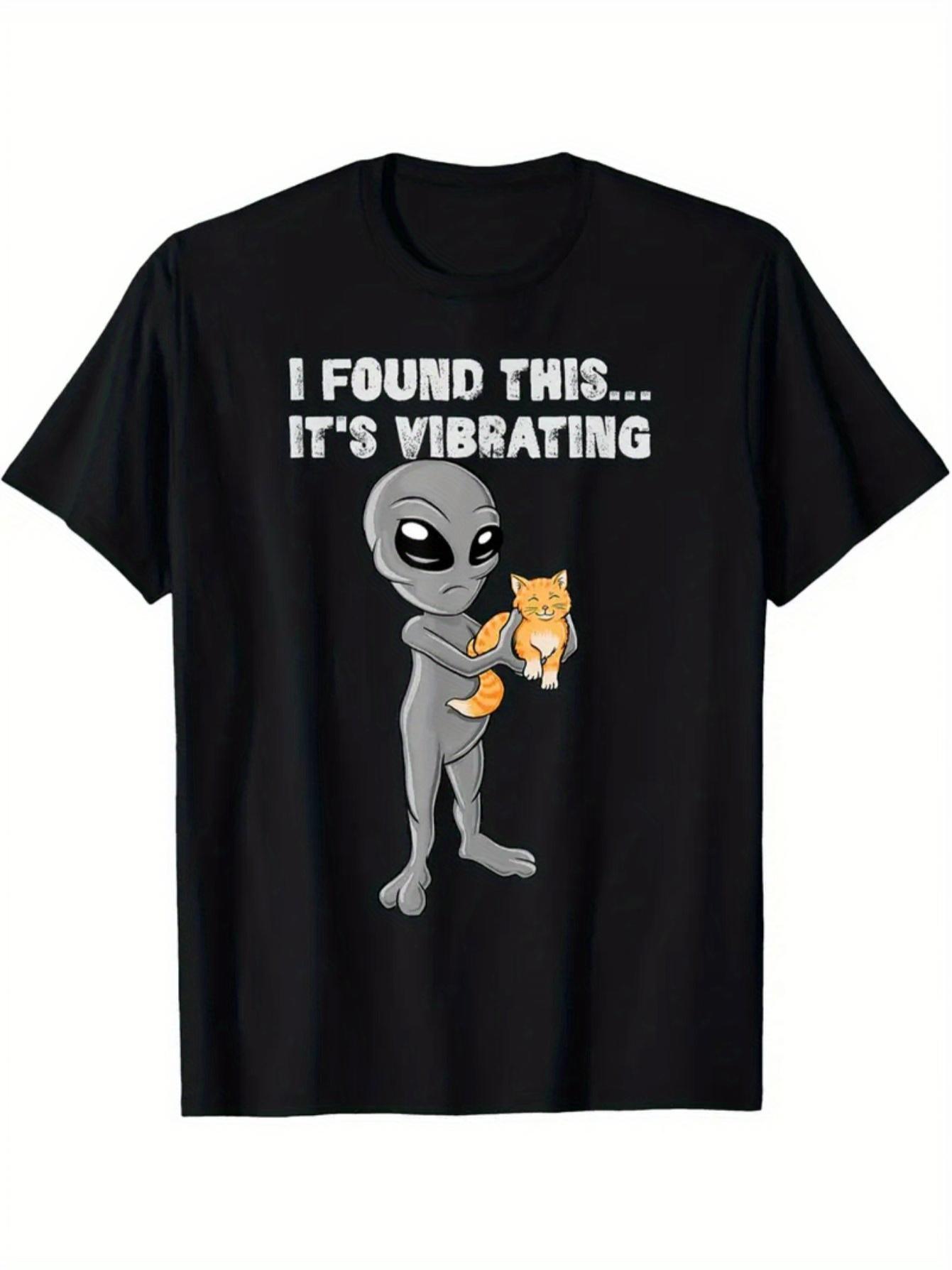 

Men s and Women s Funny I Discovered... It s Shaking Alien and Cat Pattern T-shirt - Daily Casual Shirt, Fun Printed T-shir... S разноцветный