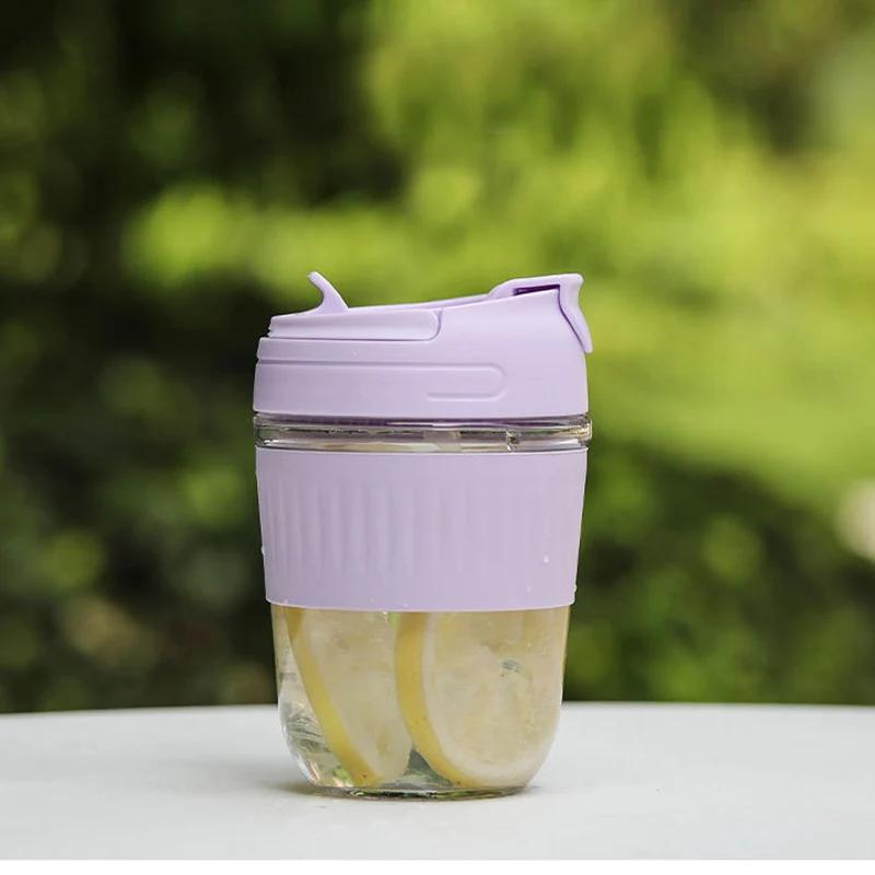 

500 мл портативная спортивная бутылка для воды с трубочкой BPA Free герметичная бутылка для спортзала кружки для питья на открытом воздухе студенческая пара стакан для воды 350ML фиолетовый