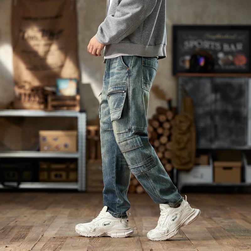 Brand Trendy Retro American Primăvară și Toamnă Noui Jeans Harlan Largi Tip Instrument pentru Bărbați
