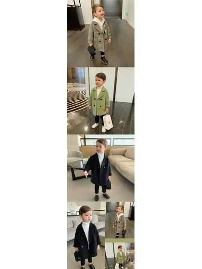 Boys' Spring & Autumn 2025 Windbreaker: Stylish Wool Coat for Small & Medium Kids - Korean Trend, Casual & Handsome.