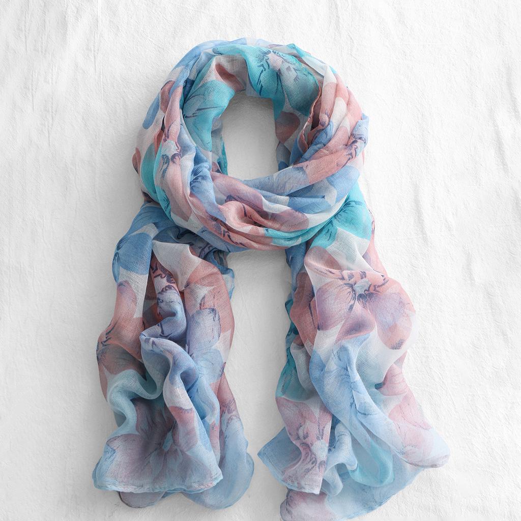 Wrap Silk Film Scarfs For Women Lightweight Fashion Scarves Sunscreen Neck Scarves For Women Print Floral Pattern Scarf Shawl