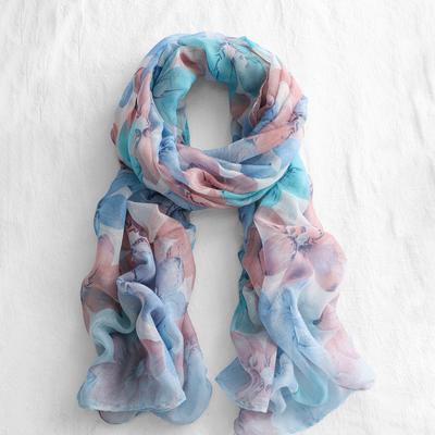Print Floral Pattern Scarf Shawl Wrap Silk Film Scarfs For Women Lightweight Fashion Scarves Sunscreen Neck Scarves For Women