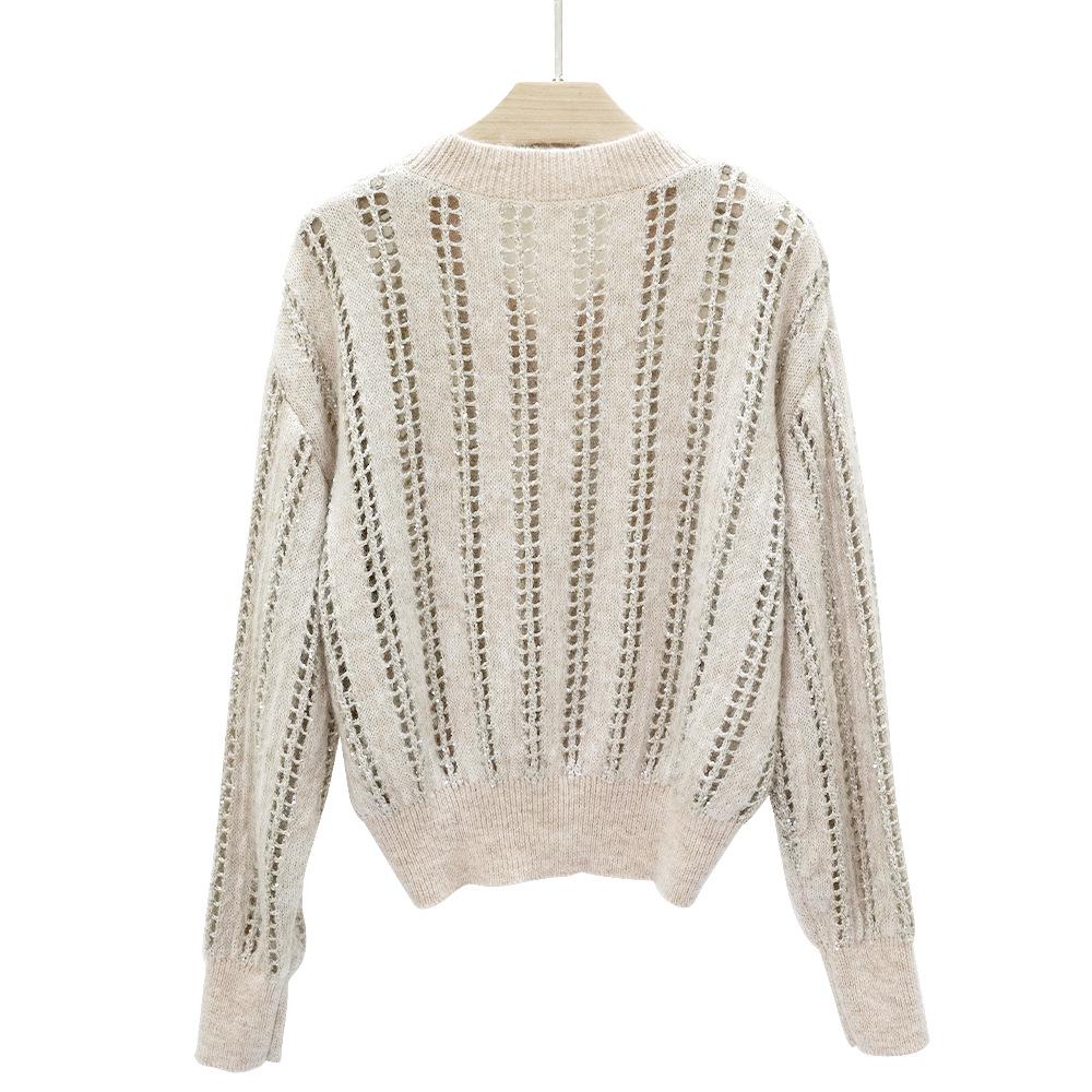 Autumn Winter V-neck Loose Mohair Wool Pullover Sweater for Women