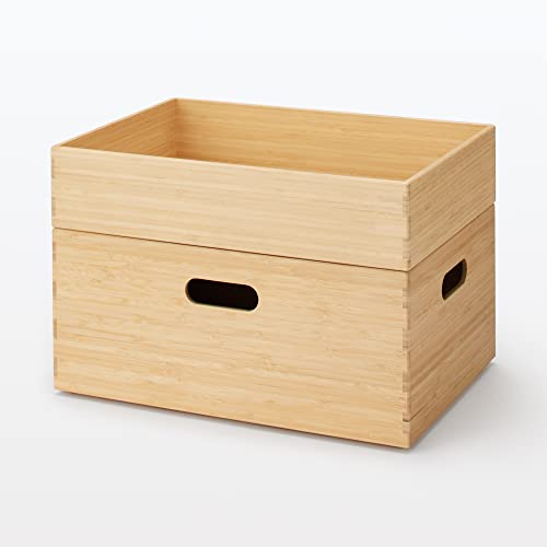 MUJI Stapelbare rechteckige Bambus-Aufbewahrungsbox, Mittel, 37 cm B x 26 cm T x 16,5 cm H, Produktnummer 12047308, Geeignet für die Aufbewahrung von Kleidung