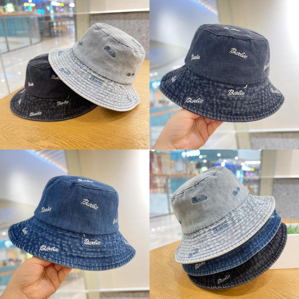 Women's Vintage Denim Fisherman Hat Spring Autumn Sun Protection Cap Adjustable Black Blue Light Blue