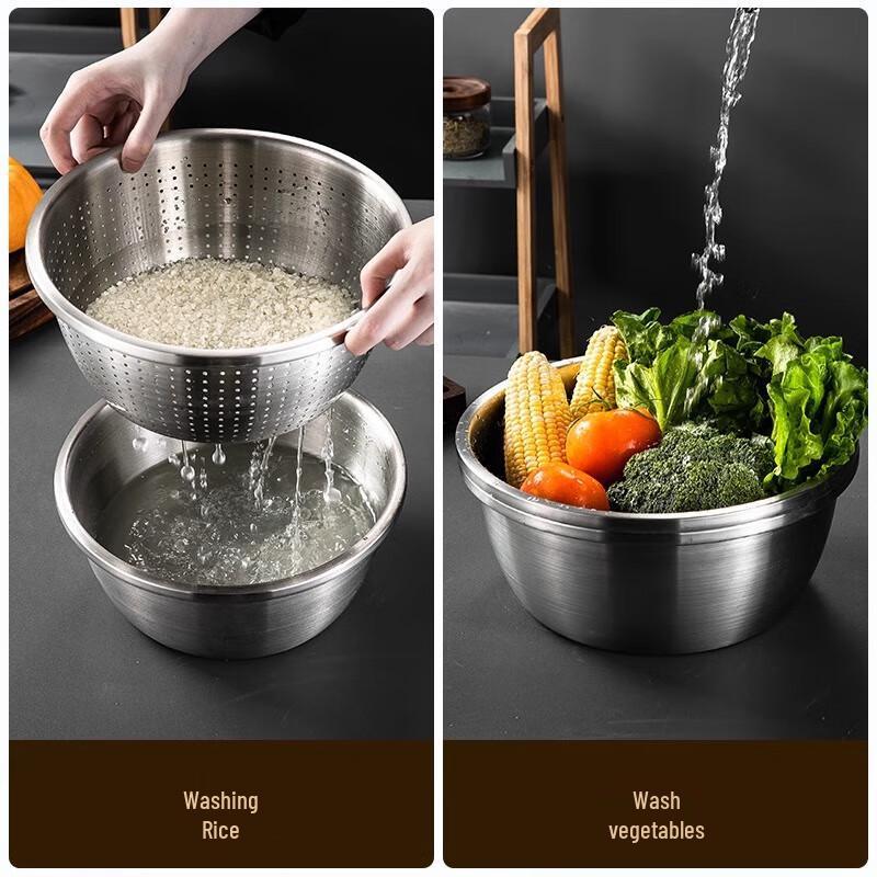 304 Edelstahl Sieb & Waschbecken Set