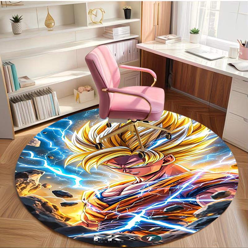 DRAGON BALL Print Round Rug, Washable Floor Carpet, For Entryway Dorm Laundry Room Office Study, Home Decor Birthday Christmas Gift