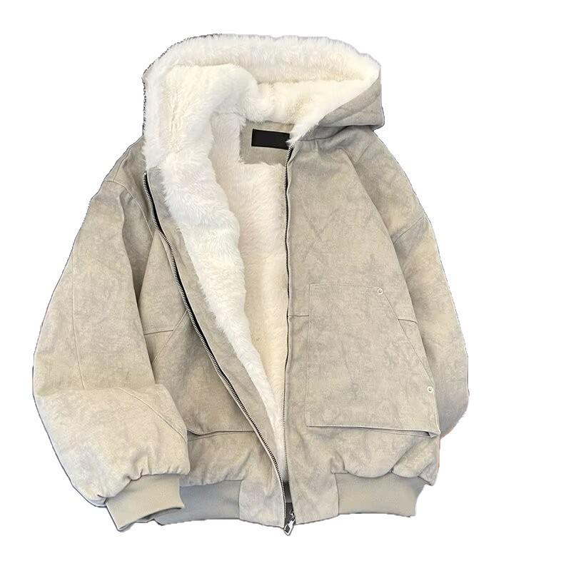 Unisex American Trendy Heavyweight Velvet Hooded Cardigan Jacket