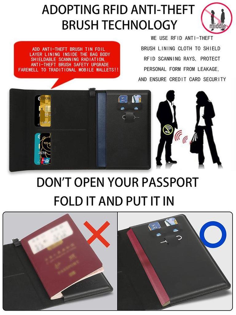 Anti-Theft RFID Passport Holder - Multifunctional, Fashionable, Large Capacity Travel Bag