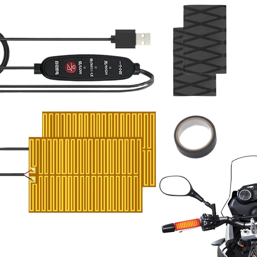 Motorcycle Heated Grips Non-Slip 3-Temp Warmer With Tape Warm Vehicle Heating Grips Pad For Winter Outdoor Riding Biking Touring