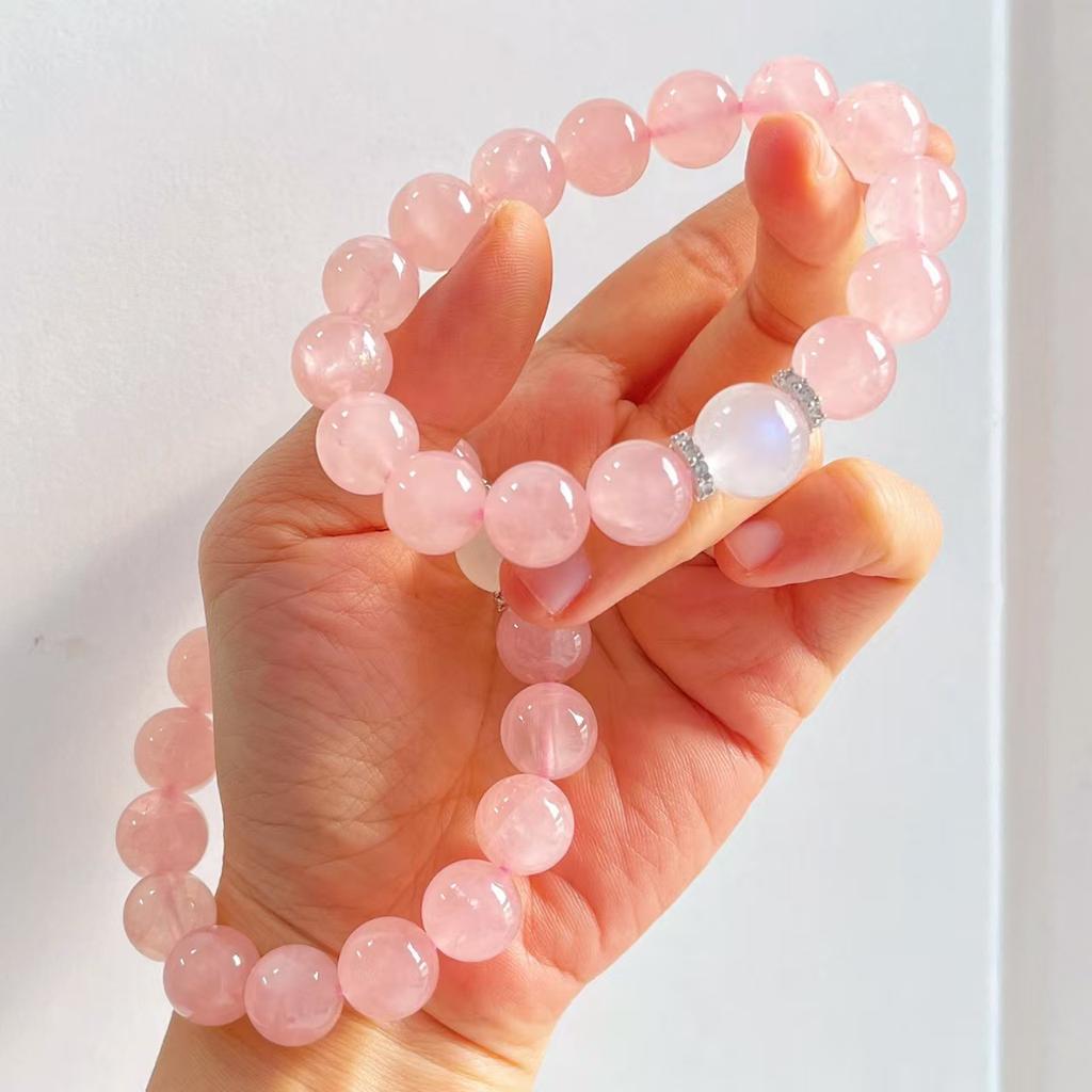 12Mm Basic Natural Madagascar Powder Crystal White Moonstone Bracelet Bracelet.