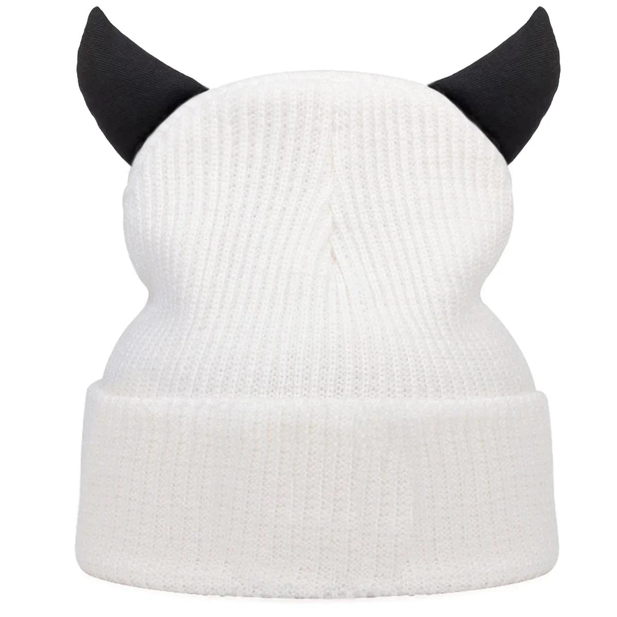 

Unisex Bull Horn Beanies Winter Warm Hat Hip Hop Cap Beanie Hat Caps For Women Men