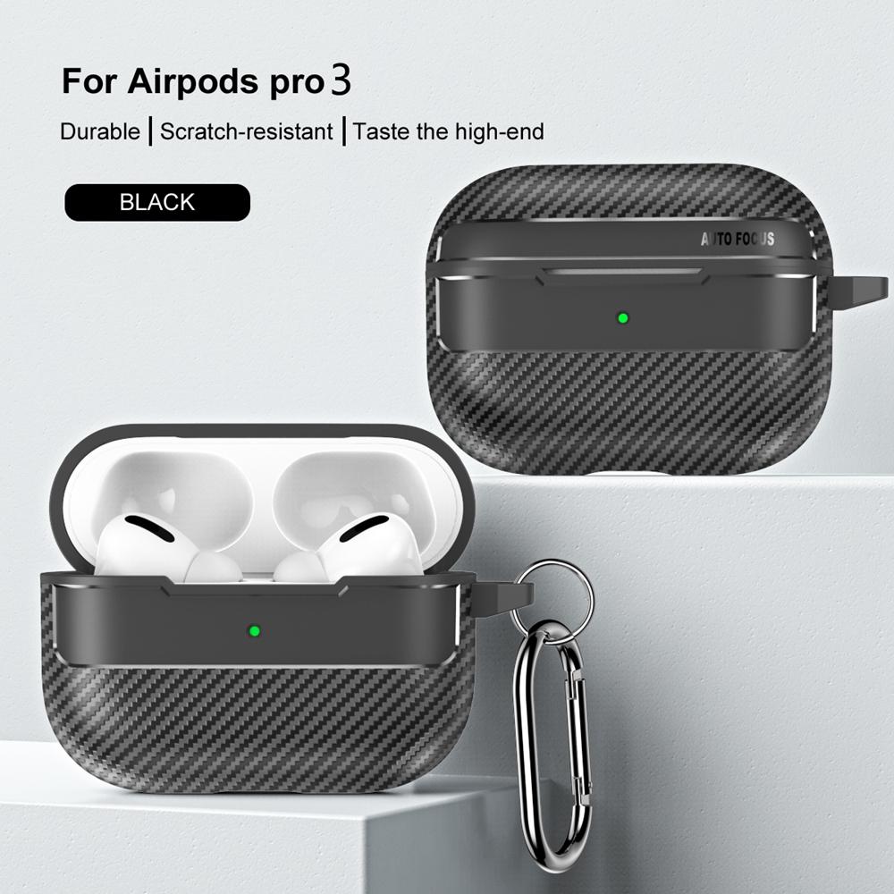 KEYSION Shockproof Case for AirPods Pro 3 Carbon Fiber Texture Soft TPU Silicone Bluetooth Earphone Cover for AirPods Pro 3 2025