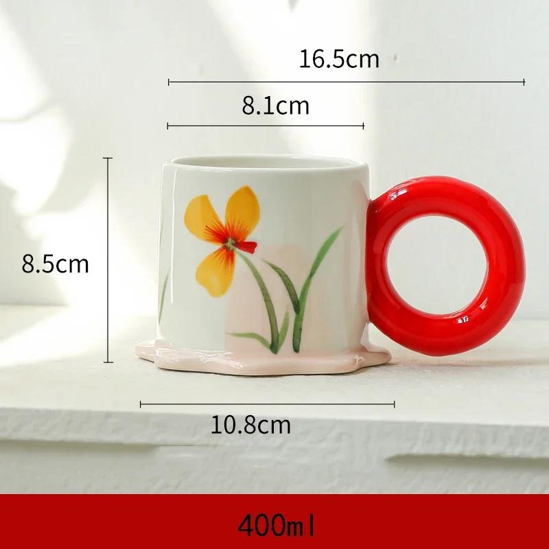 Creative Hand Painted Ceramic Mugs Household Breakfast Exquisite Oat Milk Cup High End Office Water Cups Birthday Gifts