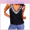 Elegant Satin Pearl Beaded Sleeveless T Shirt For Women Summer Casual Fashion