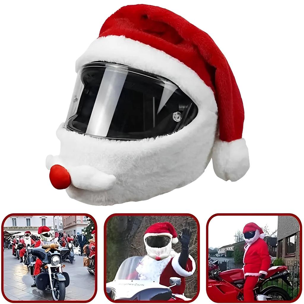 1-3Pc Plush Santa Motorcycle Helmet Cover Decoration for Christmas Cycling Full Face Hat Santa Claus Christmas Gift Helmet Cover