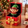 Hinged Christmas Gift Box Toy with a Spring-Mounted Figure That Rises As the Lid Opens for Holiday Gift Giving