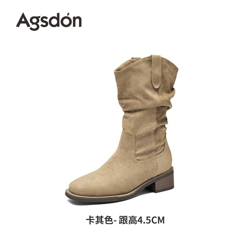 Pile Boots New Autumn and Winter Maillard Western Cowboy Short Boots Medium Tube British Martin Boots