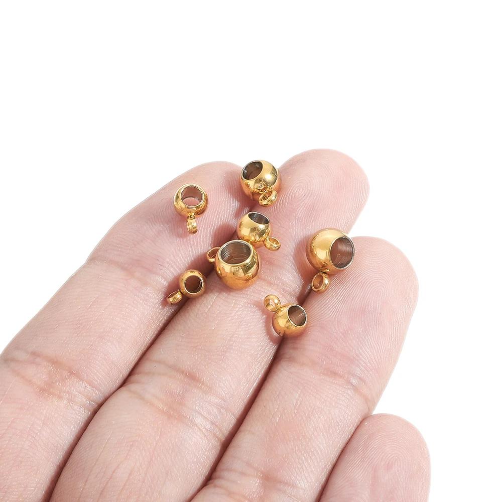 20pcs Stainless Steel Spacer Beads Pendant Charms Clasps Gold Color Bail Beads for DIY Jewelry Making Findings Hole 2-4mm Beads
