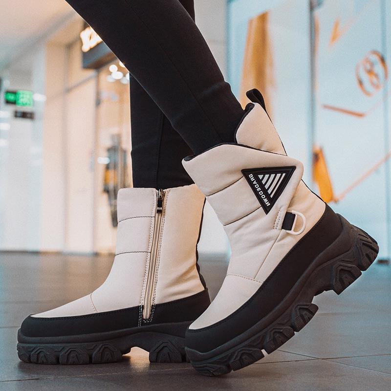 Fashion Fashion Round Toe Zip Design Brand Platform Women Boots Comfortable Waterproof Fluffy Snow Boots Winter Warm Botas Para Mujer